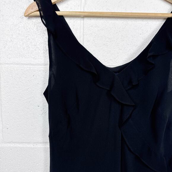 Vintage Ann Taylor Y2K Fairy Goth Silk Midi Dress Black Whimsygoth Vamp - Picture 6 of 7